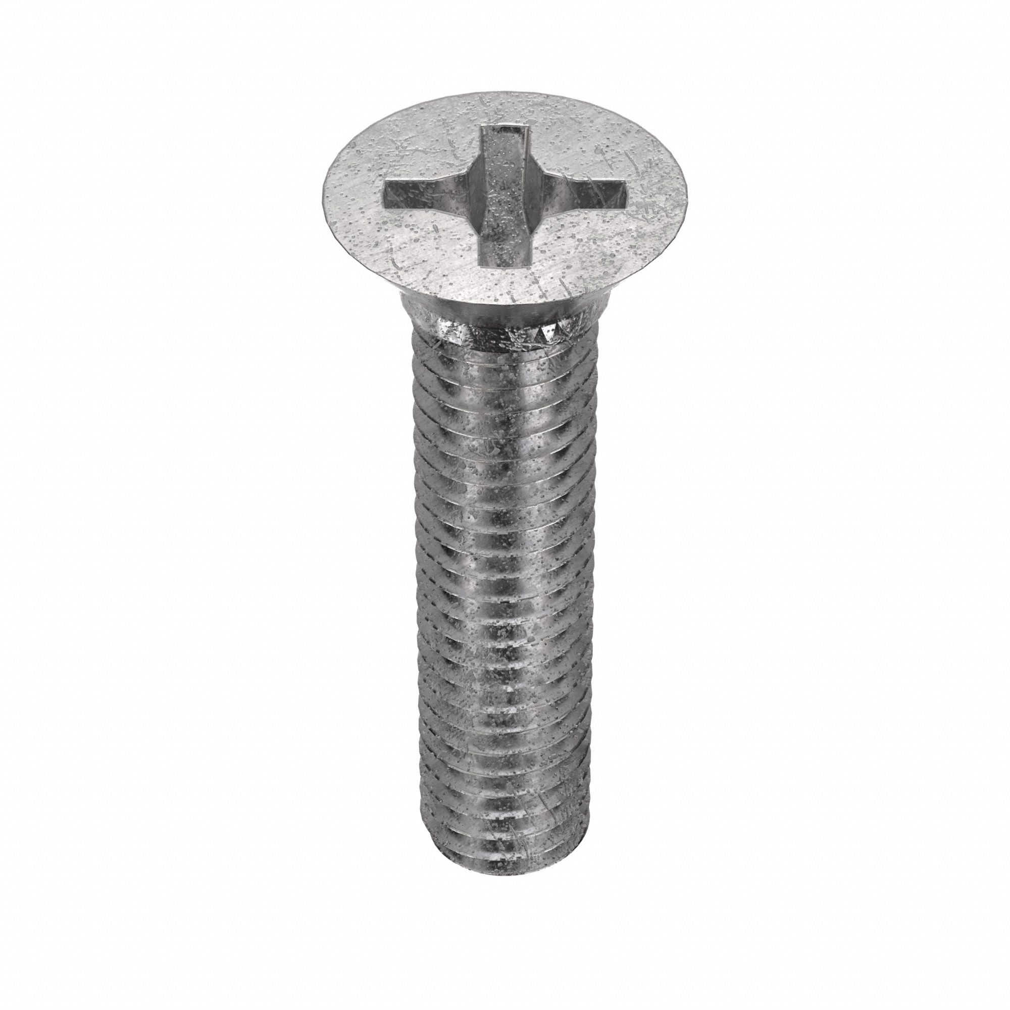 Machine Screw: #10-32 Thread Size, 7/8 in Lg, Stainless Steel, Plain, Flat, Phillips, 100 PK