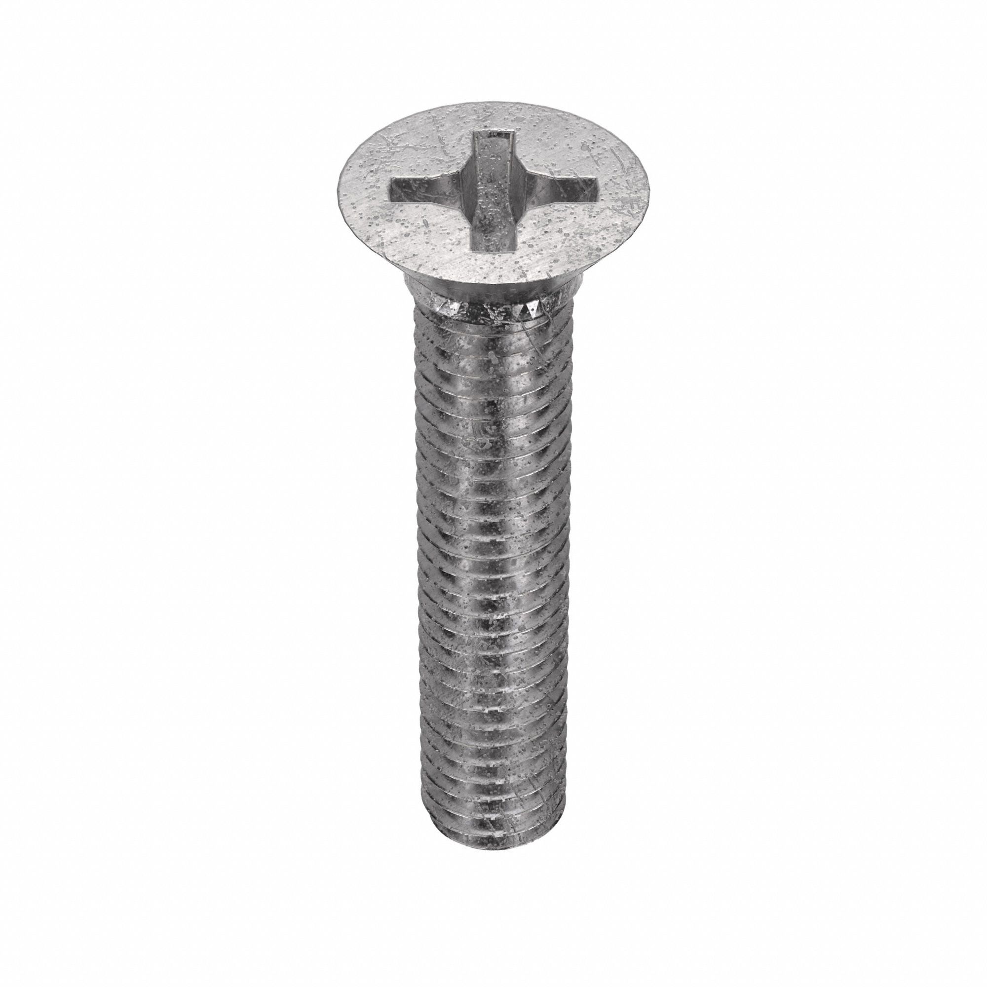 Machine Screw: #10-32 Thread Size, 1 in Lg, Stainless Steel, Plain, Flat, Phillips, 100 PK