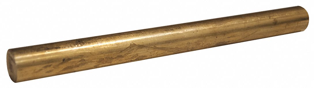 360 Brass Rod: 1/2 in Outside Dia, 36 in Overall Lg, H02, Mill, 45,000 psi  Yield Strength