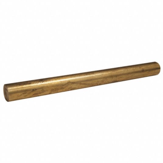 360 Brass Rod: 1/2 in Outside Dia, 36 in Overall Lg, H02, Mill, 45,000 psi  Yield Strength