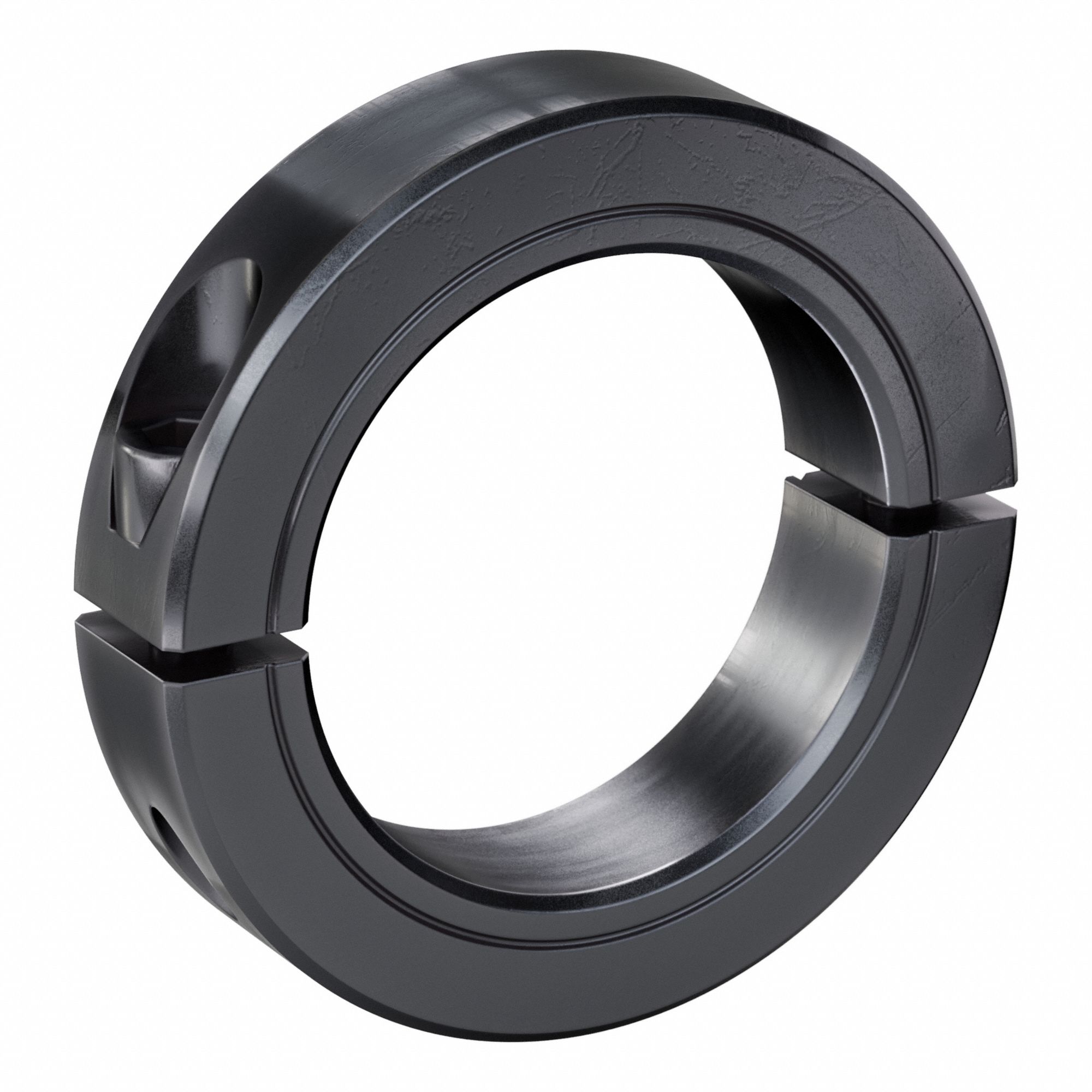 Shaft Collar: 2-Piece, Inch, Round, Clamp On, 2 5/8 in Bore Dia, Carbon Steel
