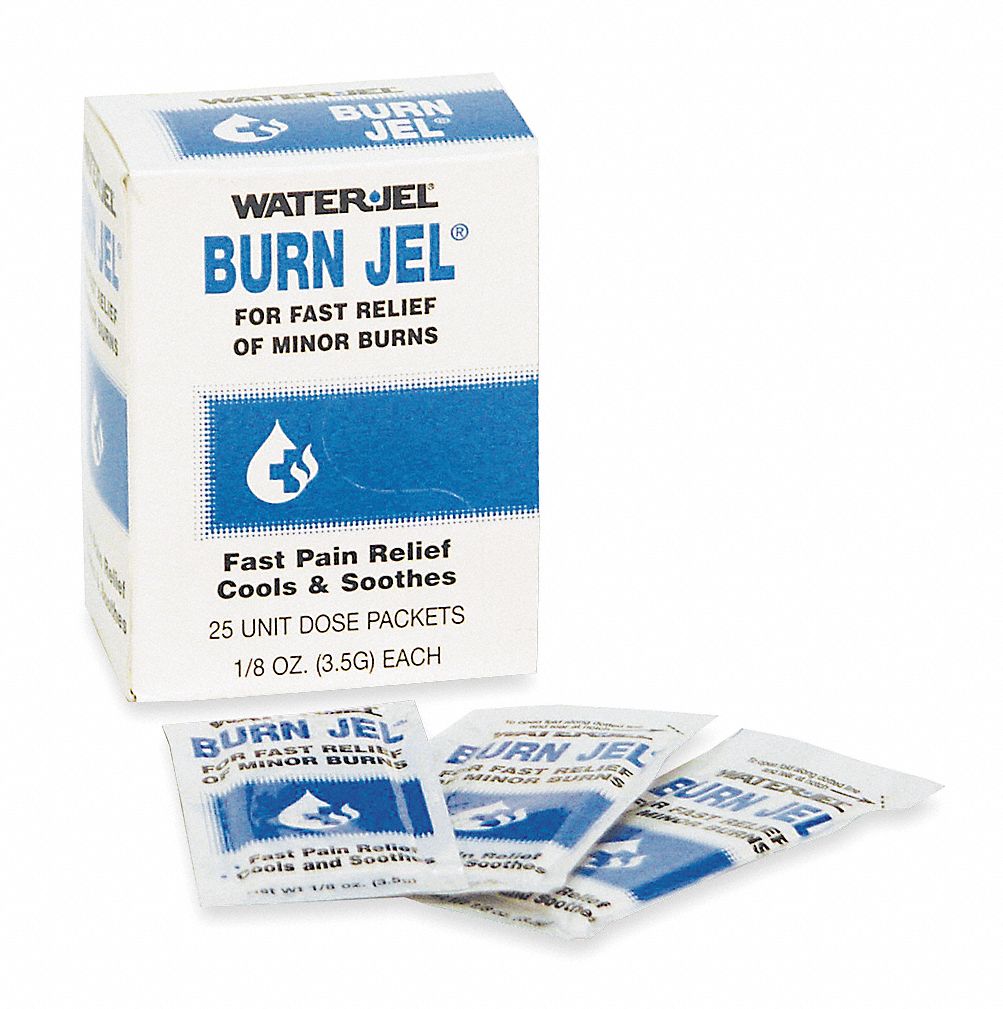 WATERJEL Burn Gel, Gel, Box, Wrapped Packets, 0.125 oz, 0.125 oz, PK 25