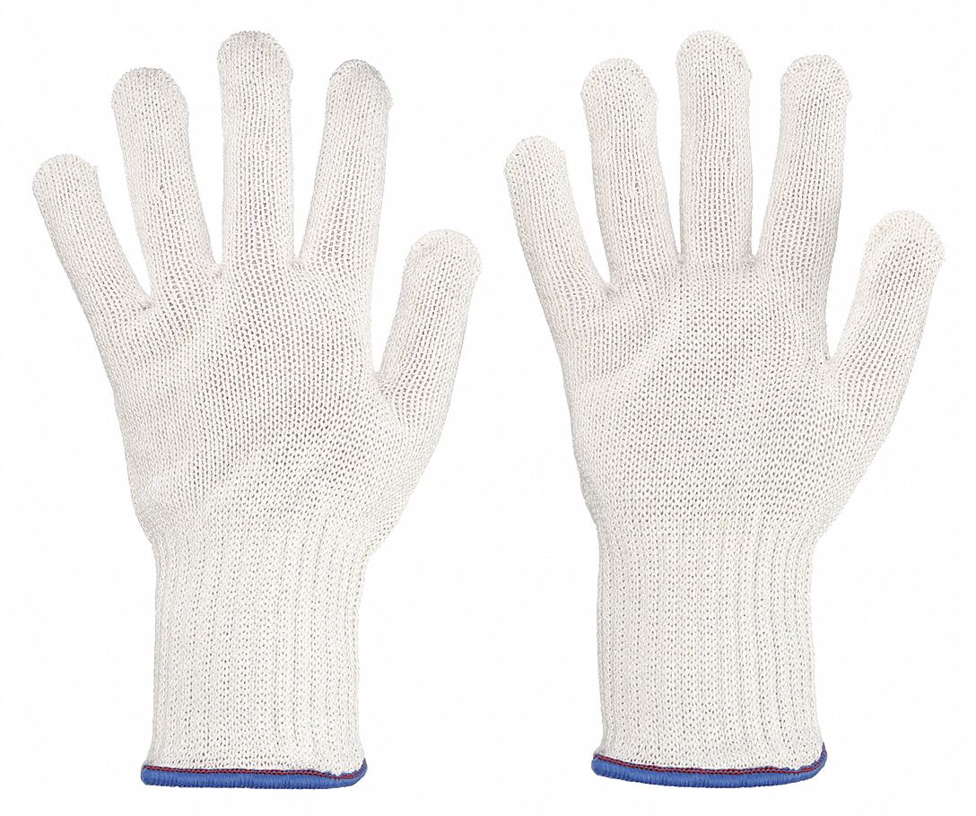 Cut Resistant Glove, White, Reversible, M
