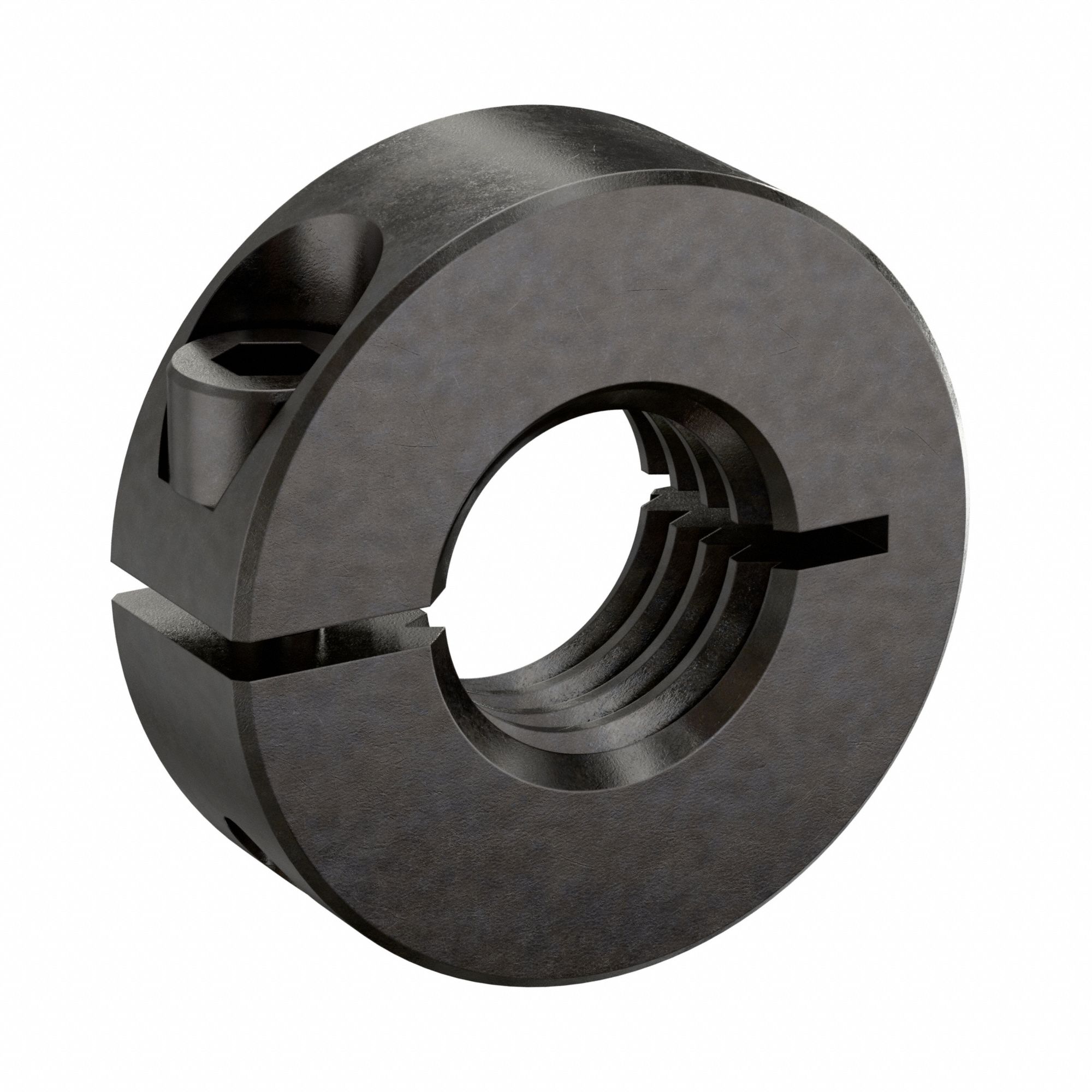 Shaft Collar: 1-Piece, Inch, Threaded, Clamp On, 5/8"-18 Bore Thread Size, 1215