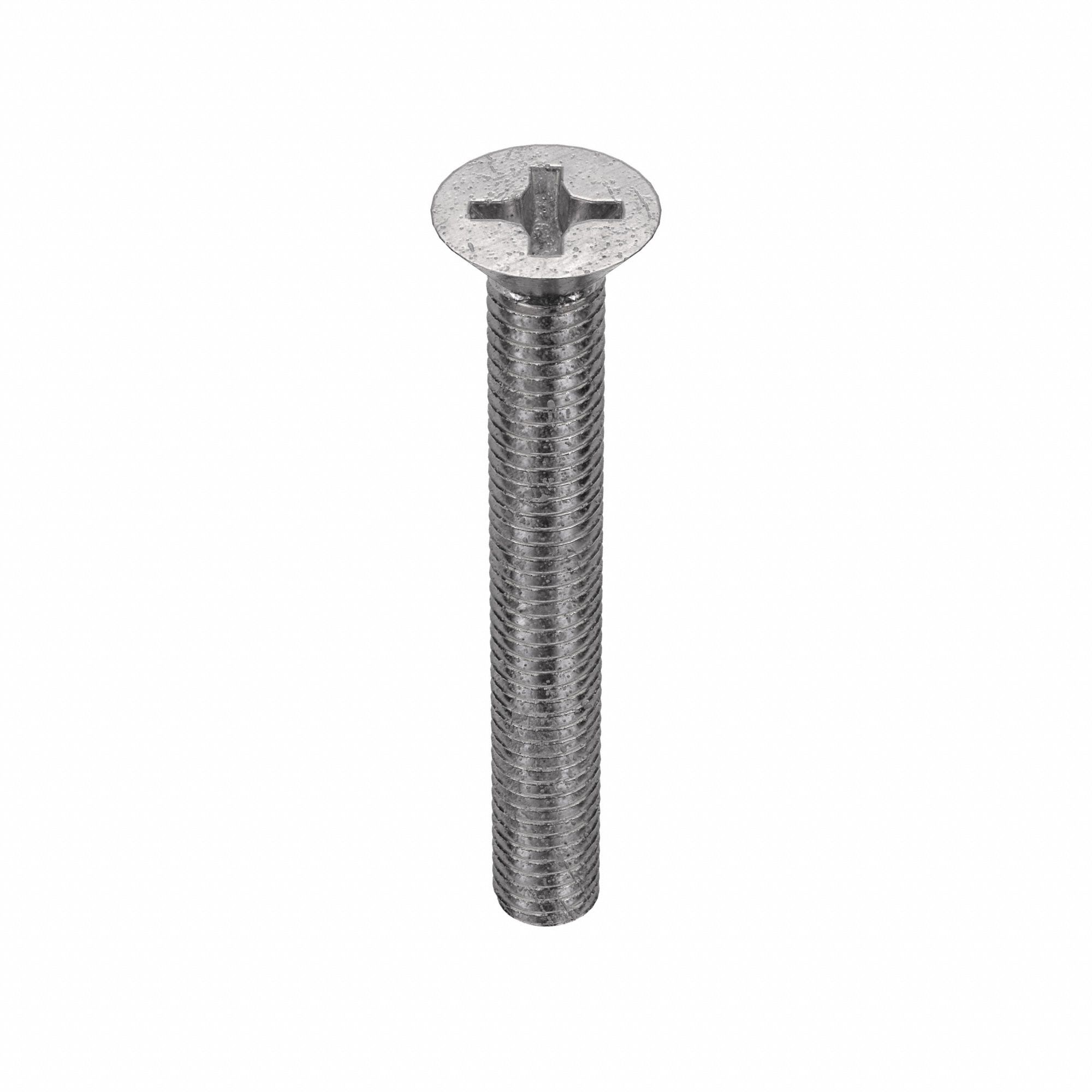 Machine Screw: #10-32 Thread Size, 1 1/2 in Lg, 18-8, Stainless Steel, Plain, Flat, Phillips, 100 PK