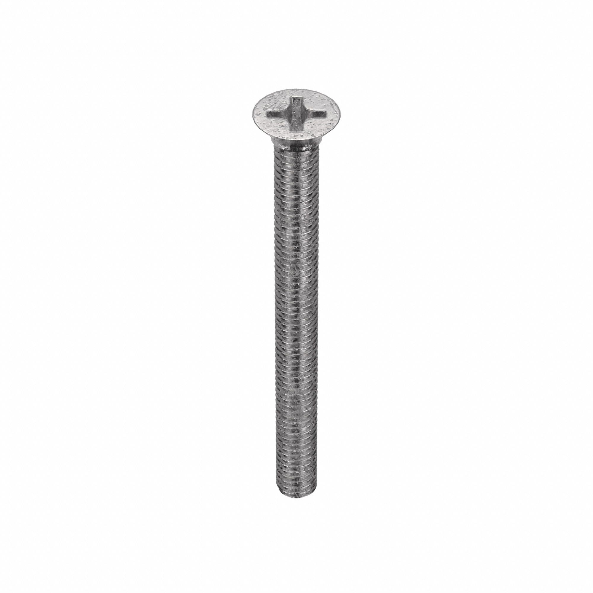 Machine Screw: 5/16"-18 Thread Size, 3 1/2 in Lg, 18-8, Stainless Steel, Plain, Flat, 10 PK