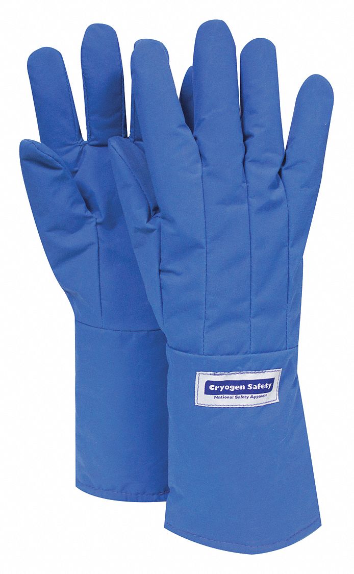 CRYOGENIC GLOVES, FOREARM (15 IN), GAUNTLET CUFF, NYLON, -300 ° F MIN. TEMP., L, BLUE