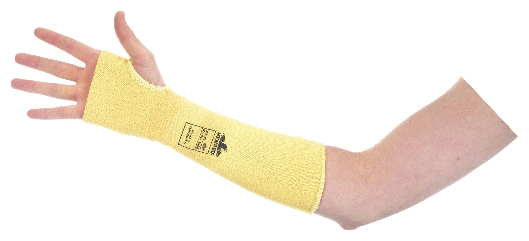 MANCHON RÉSISTANT AUX COUPURES, RÉSISTANCE AUX COUPURES NIVEAU A3 ANSI/ISEA, KEVLAR, JAUNE, TROU DE POUCE, G