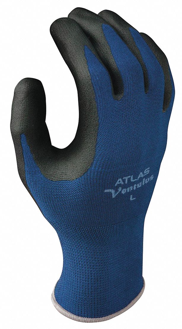 Coated Gloves, Black/Blue,