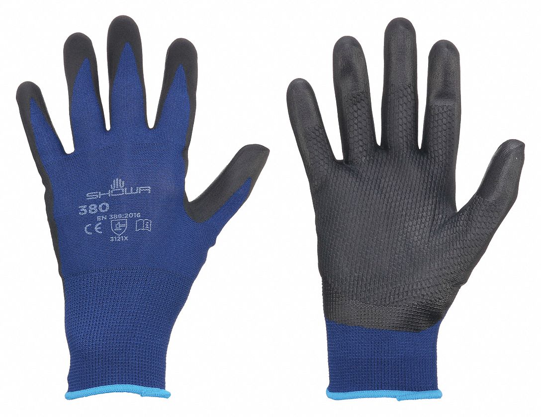 GANTS ENDUITS, TG(9), LISSE, MOUSSE DE NITRILE, PAUME TREMPÉE, NIVEAU D'ABRASION ANSI 4, BL