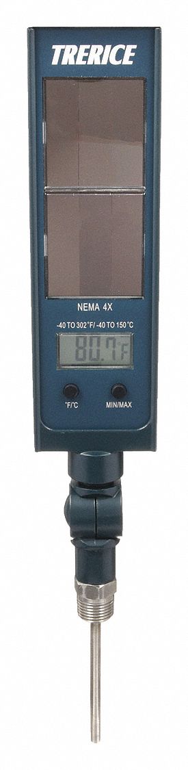 DIGITAL SOLAR-POWERED THERMOMETER, SOLAR, +/-1%/+/-1 &deg;  F (WHICHEVER IS GREATER) ACCURACY, NPT