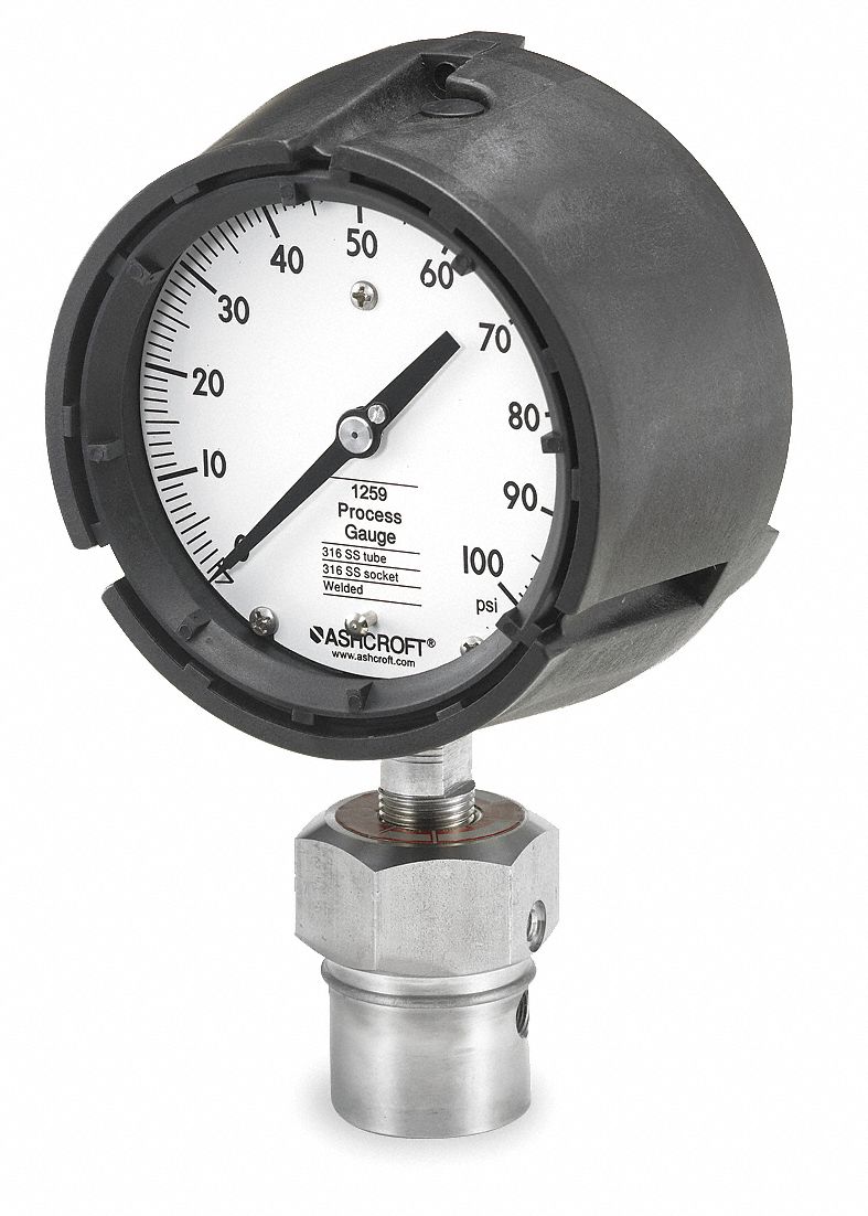 PRESSURE GAUGE,0 TO 100 PSI,4-1/2IN