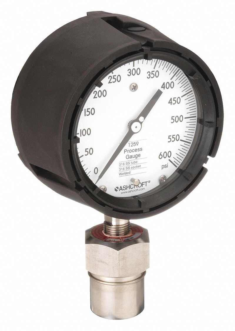 ASHCROFT Pressure Gauge, 0 to 600 psi Range, 1/2 in FNPT, ±0.50 Gauge