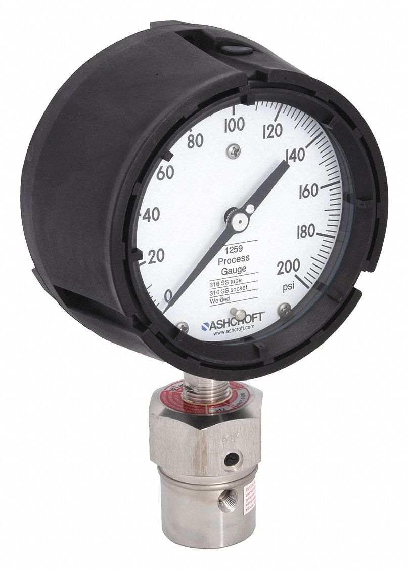 PRESSURE GAUGE,0 TO 200 PSI,4-1/2IN