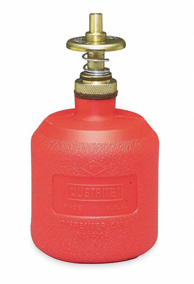 DISPENSING BOTTLE, 8 OZ., RED, POLYETHYLENE, 5½ IN HEIGHT, 3.125 IN OUTSIDE DIAMETER