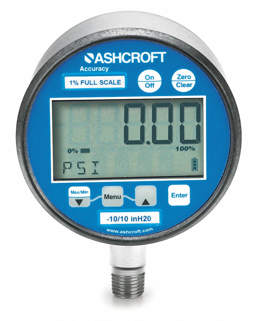 ASHCROFT Manómetro Digital , LCD , 0 a 600 psi - Manómetros y Vacuómetros  Digitales con Transmisor - 2AGB7