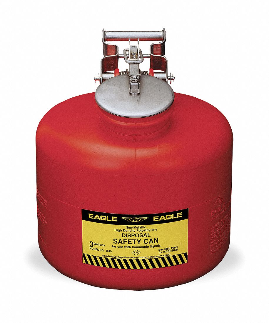 Safety Disposal Can, 3 gal, Flammables, Polyethylene, Red Grainger