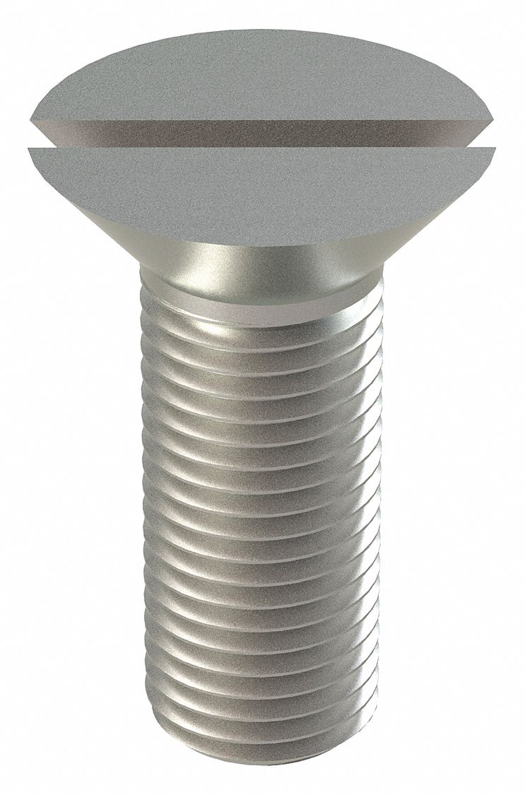 Machine Screw: #4-40 Thread Size, 5/16 in Lg, 18-8, Stainless Steel, Plain, Flat, Slotted, 100 PK