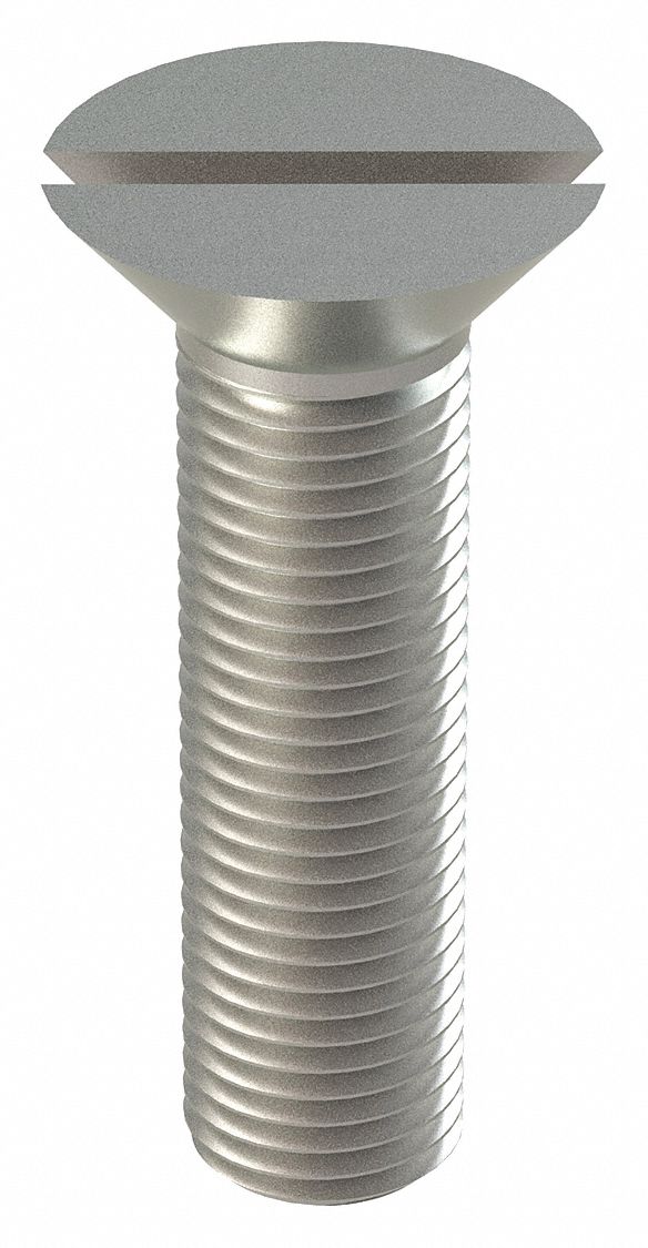 Machine Screw: #4-40 Thread Size, 7/16 in Lg, 18-8, Stainless Steel, Plain, Flat, Slotted, 100 PK