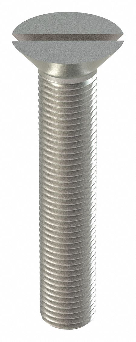 Machine Screw: #4-40 Thread Size, 5/8 in Lg, 18-8, Stainless Steel, Plain, Flat, Slotted, 100 PK