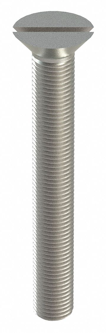 Machine Screw: #4-40 Thread Size, 7/8 in Lg, 18-8, Stainless Steel, Plain, Flat, Slotted, 100 PK