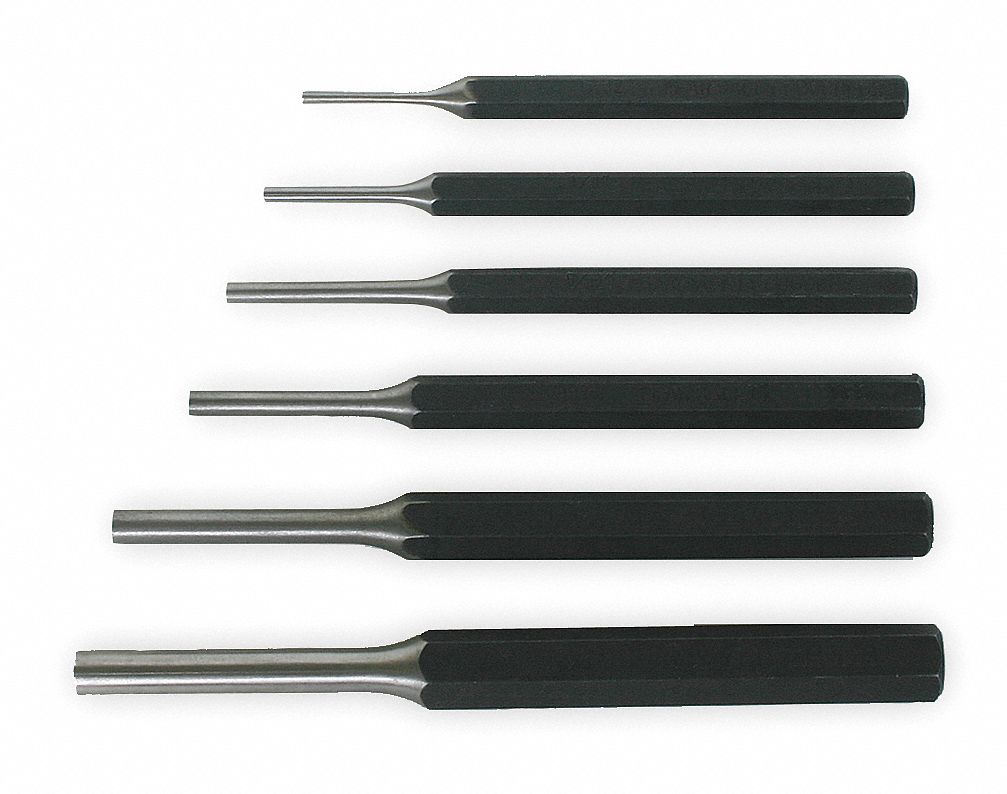 PIN PUNCH SET,3/32 TO 5/16 IN,6 PC