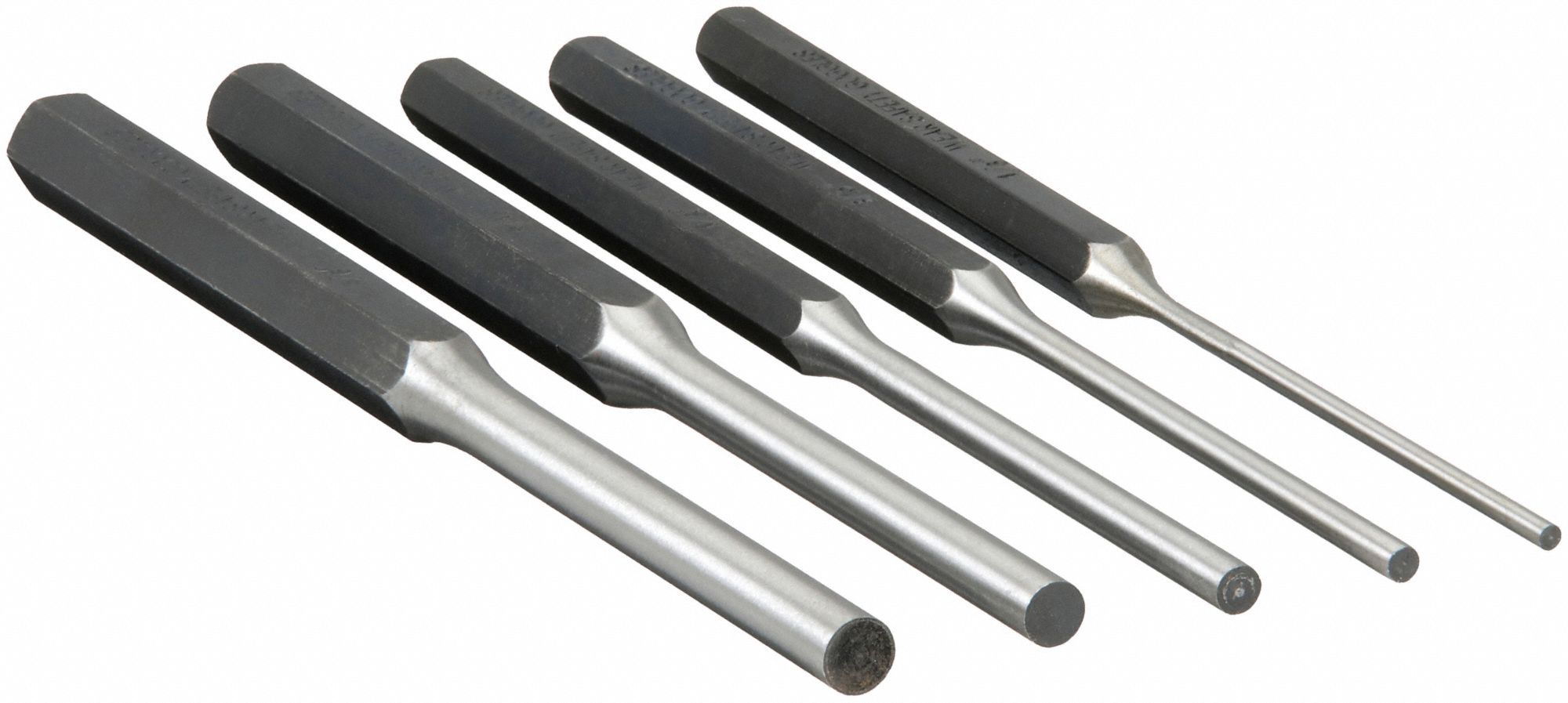 LONG DRIVE PIN PUNCH SET,1/8 TO 3/8