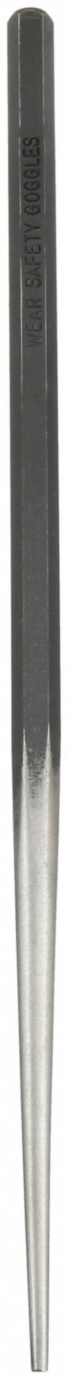 DRIFT PUNCH, ⅛ IN TIP SIZE, HEXAGON, 5/16 IN SHANK W, 10 IN OVERALL L, 4⅜ IN TAPER L