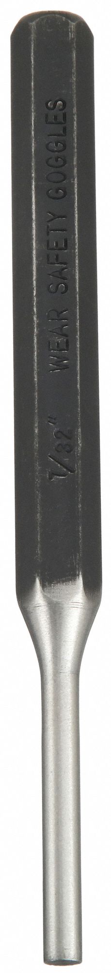 DRIVE PIN PUNCH, 3/16 IN TIP DIA, ⅜ IN SHANK W, 1⅝ IN TAPER L, 5¼ IN OVERALL L, HEXAGON