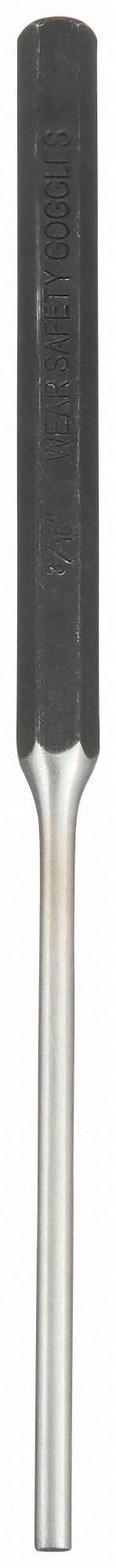 LONG DRIVE PIN PUNCH, 5/32 IN TIP DIA, ⅜ IN SHANK W, 4 IN TAPER L, 8 IN OVERALL L, HEXAGON, SAE
