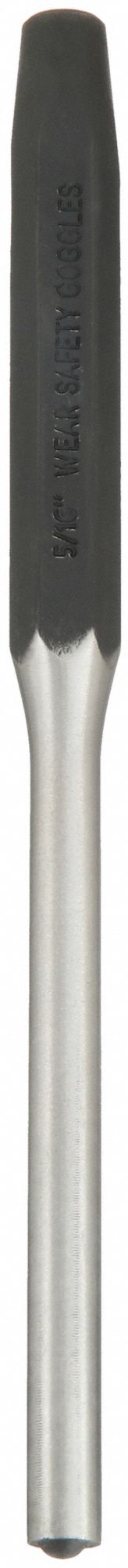 ROLL PIN PUNCH, ⅜ IN TIP DIA, ½ IN SHANK W, 4 IN TAPER L, 7½ IN OVERALL L, HEXAGON, BALL
