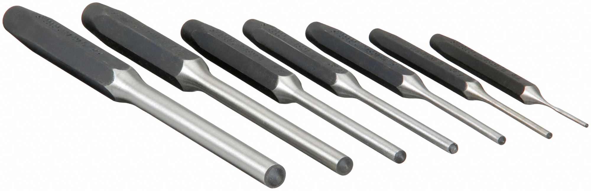 ROLL PIN PUNCH SET,1/16 TO 5/16 IN,7 PC