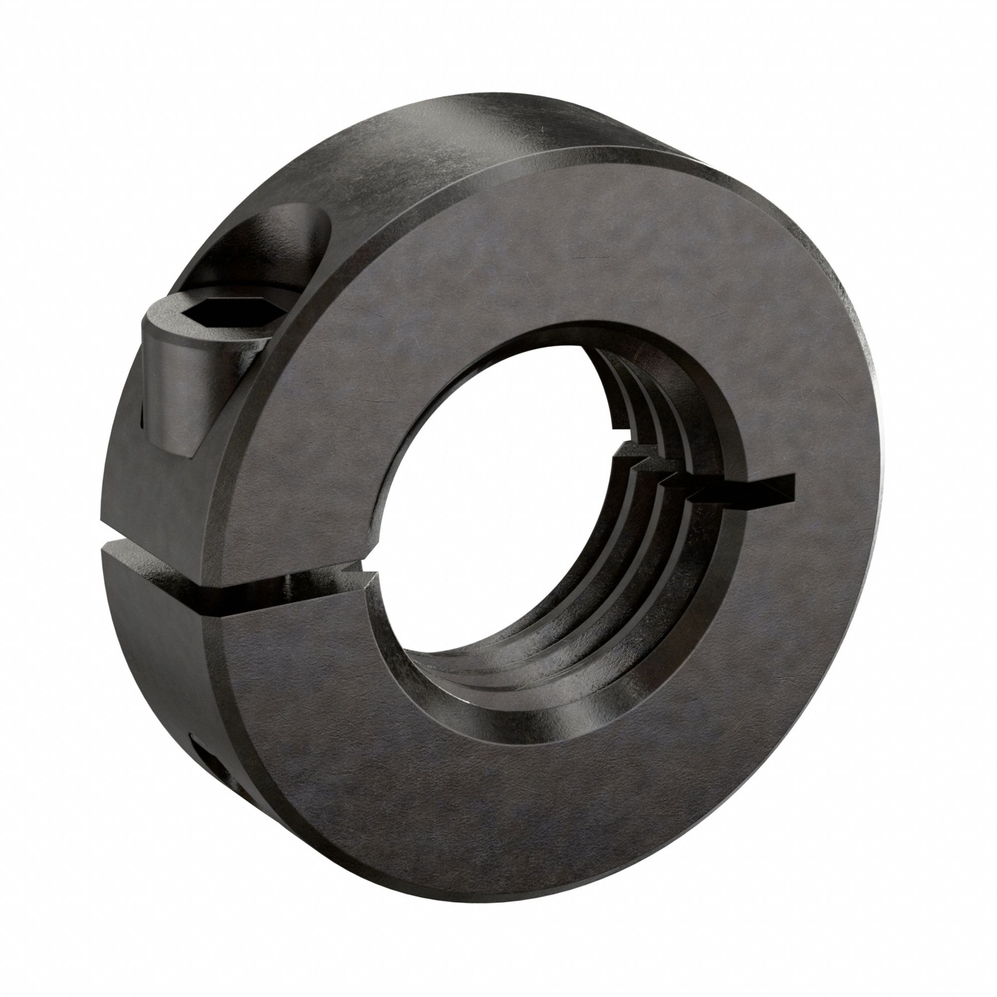 Shaft Collar: 1-Piece, Inch, Threaded, Clamp On, 7/8"-14 Bore Thread Size, 1215