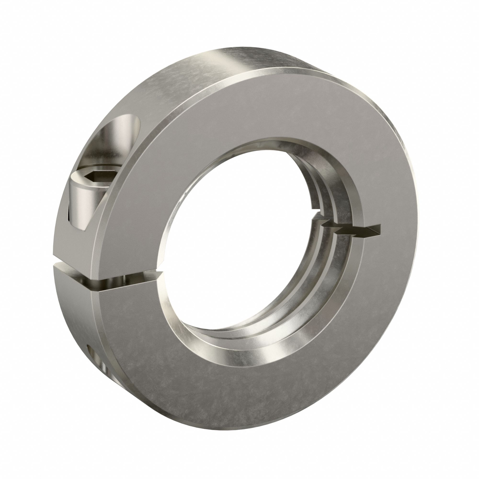 Shaft Collar: 1-Piece, Inch, Threaded, Clamp On, 1 1/4"-12 Bore Thread Size
