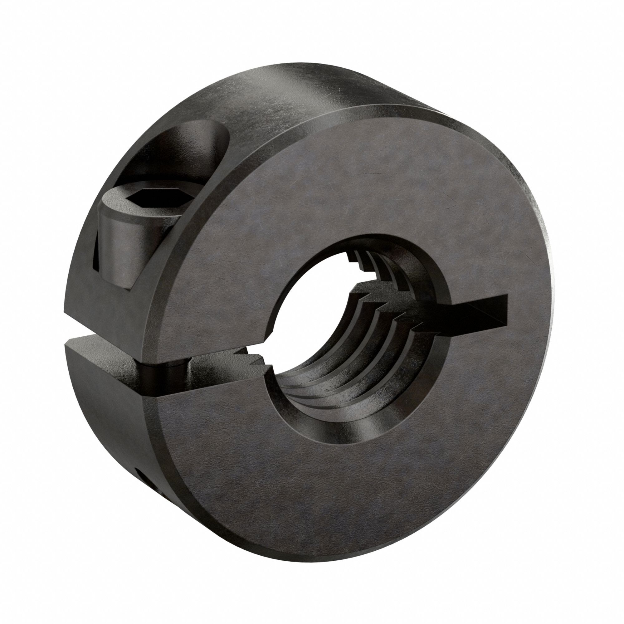 Shaft Collar: 1-Piece, Inch, Threaded, Clamp On, 3/8"-16 Bore Thread Size, 1215