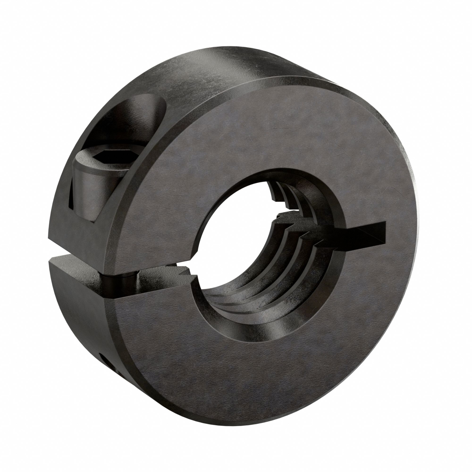 Shaft Collar: 1-Piece, Inch, Threaded, Clamp On, 7/16"-20 Bore Thread Size