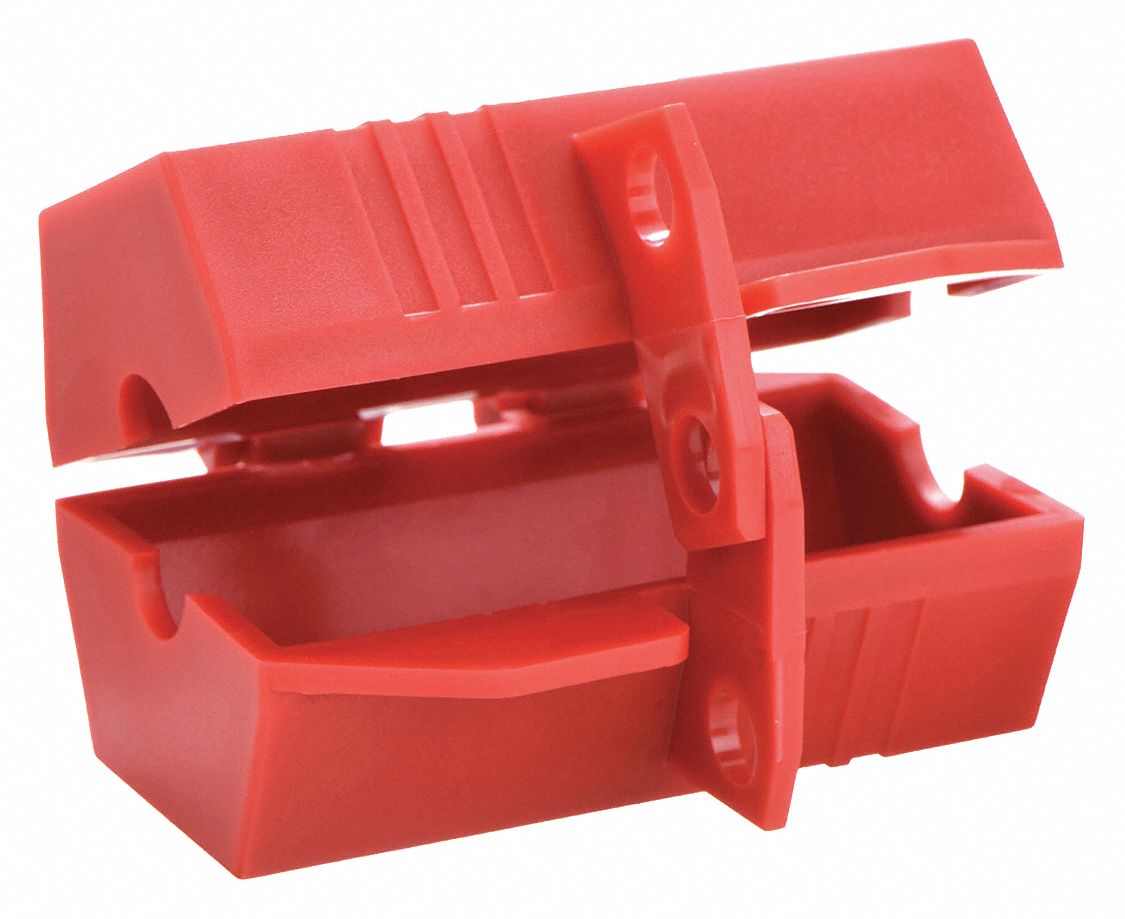 PLUG LOCKOUT, FOR½ IN MAX CORD DIA, FOR 1 7/10 IN MAX PLUG DIA, RED