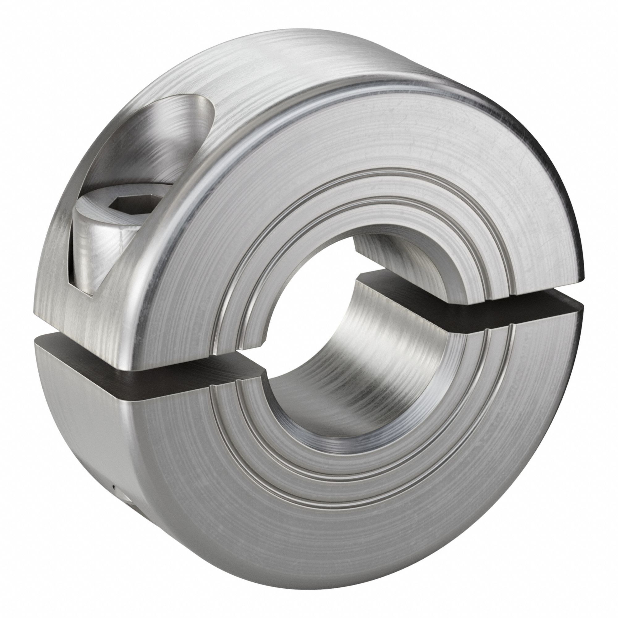 Shaft Collar: 2-Piece, Metric, Round, Clamp On, 11 mm Bore Dia, 11 mm Collar Wd