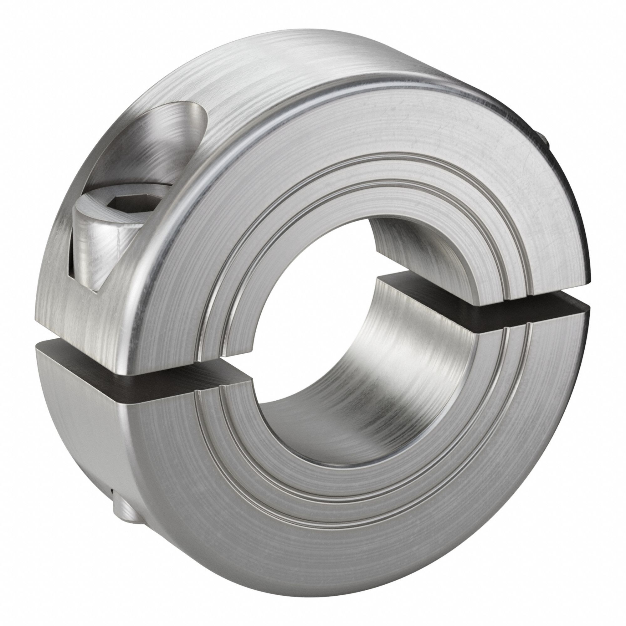Shaft Collar: 2-Piece, Metric, Round, Clamp On, 14 mm Bore Dia, 11 mm Collar Wd