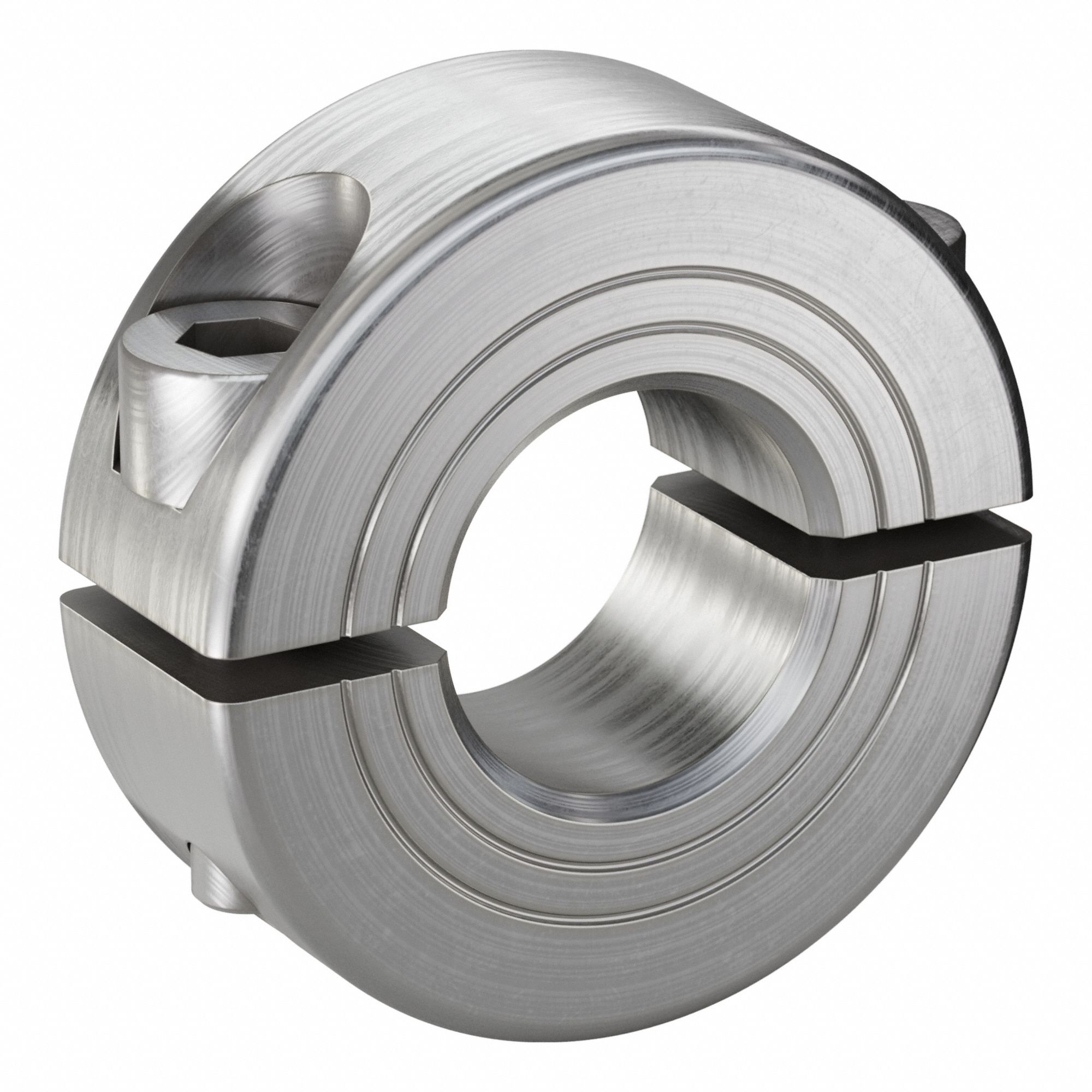 Shaft Collar: 2-Piece, Metric, Round, Clamp On, 15 mm Bore Dia, 13 mm Collar Wd