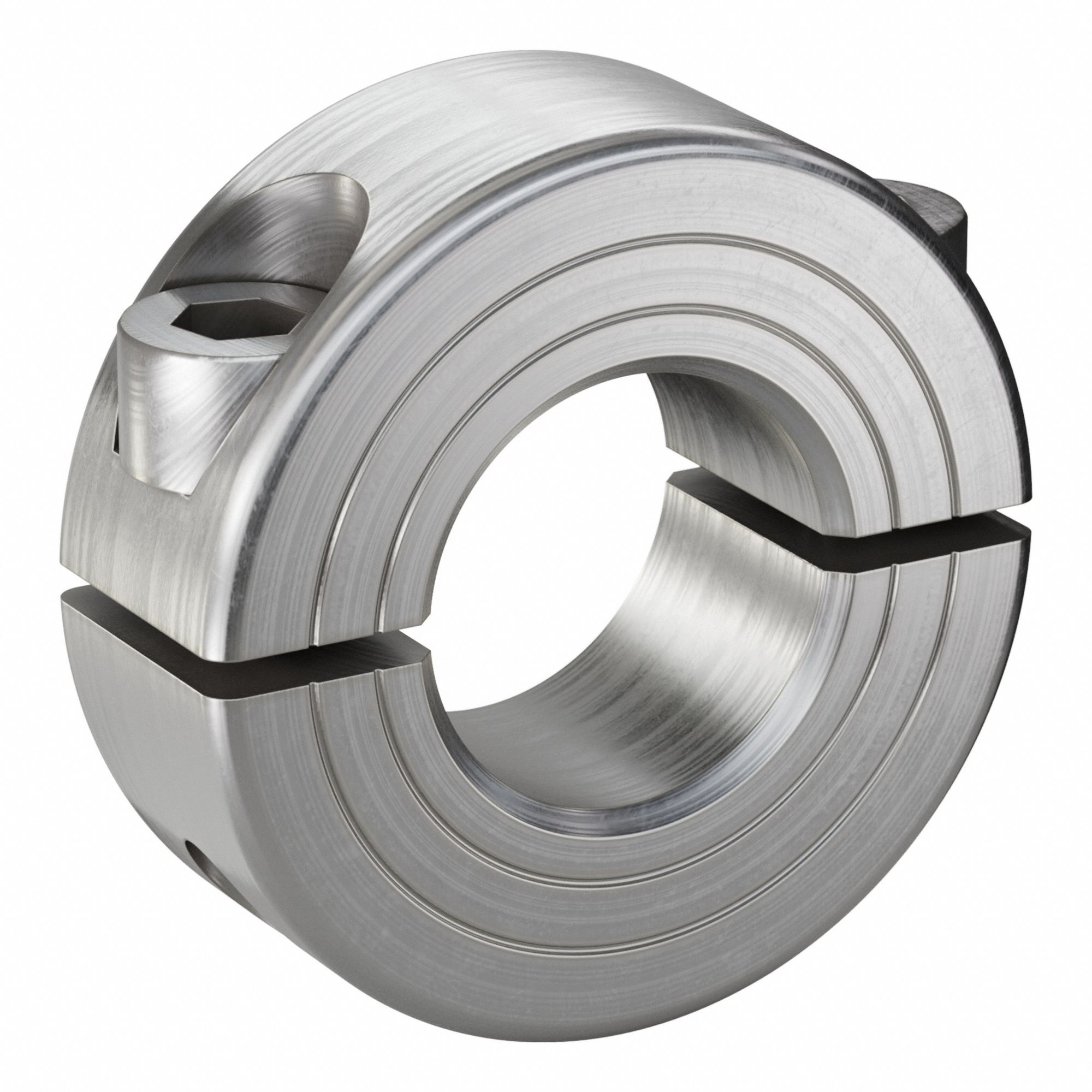 Shaft Collar: 2-Piece, Metric, Round, Clamp On, 19 mm Bore Dia, 15 mm Collar Wd