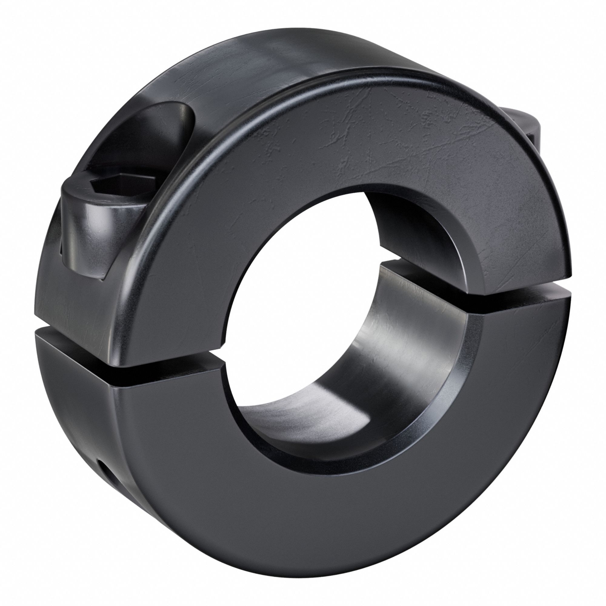 Shaft Collar: 2-Piece, Metric, Round, Clamp On, 22 mm Bore Dia, 15 mm Collar Wd