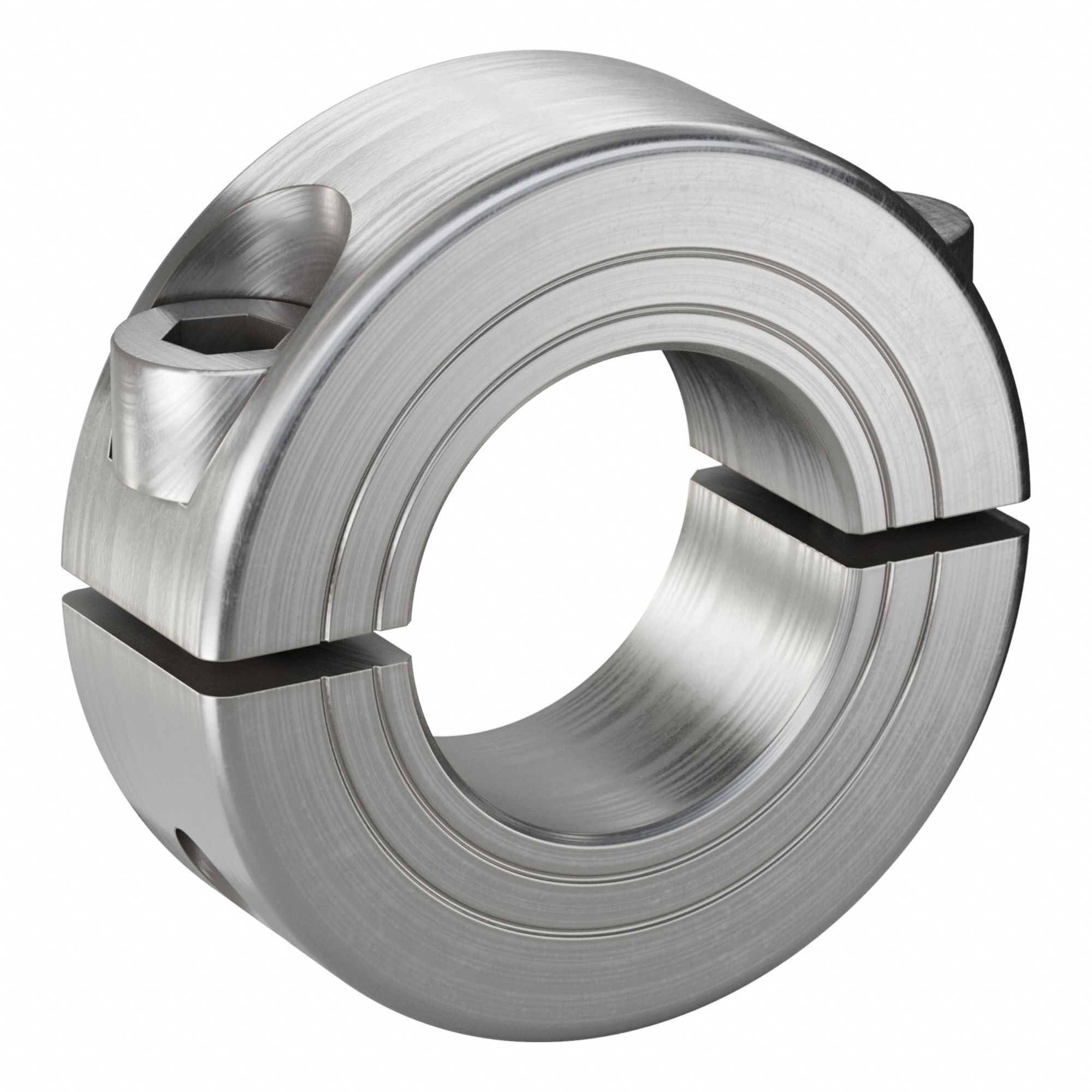 Shaft Collar: 2-Piece, Metric, Round, Clamp On, 22 mm Bore Dia, 15 mm Collar Wd