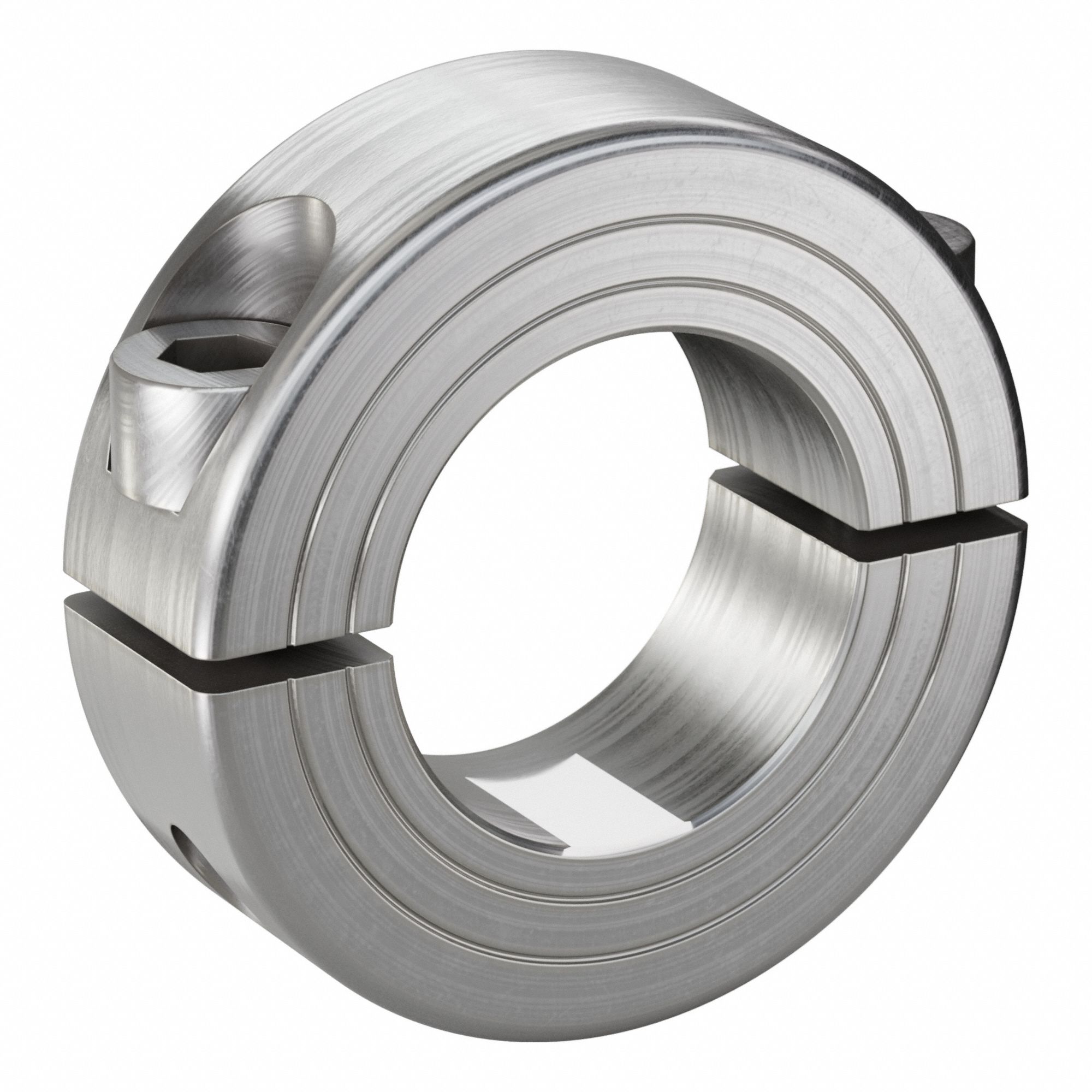 Shaft Collar: 2-Piece, Metric, Round, Clamp On, 25 mm Bore Dia, 15 mm Collar Wd