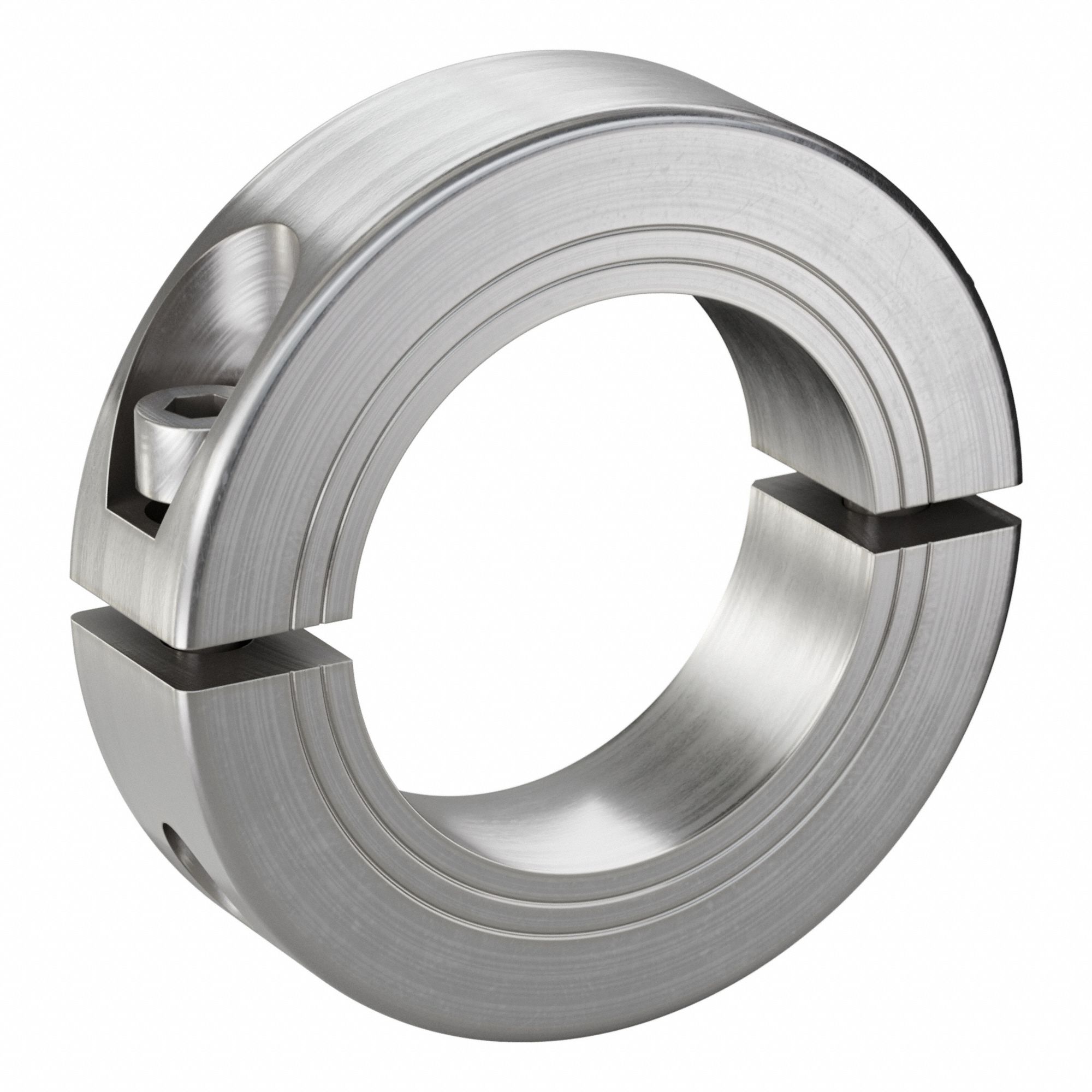 Shaft Collar: 2-Piece, Metric, Round, Clamp On, 45 mm Bore Dia, 19 mm Collar Wd