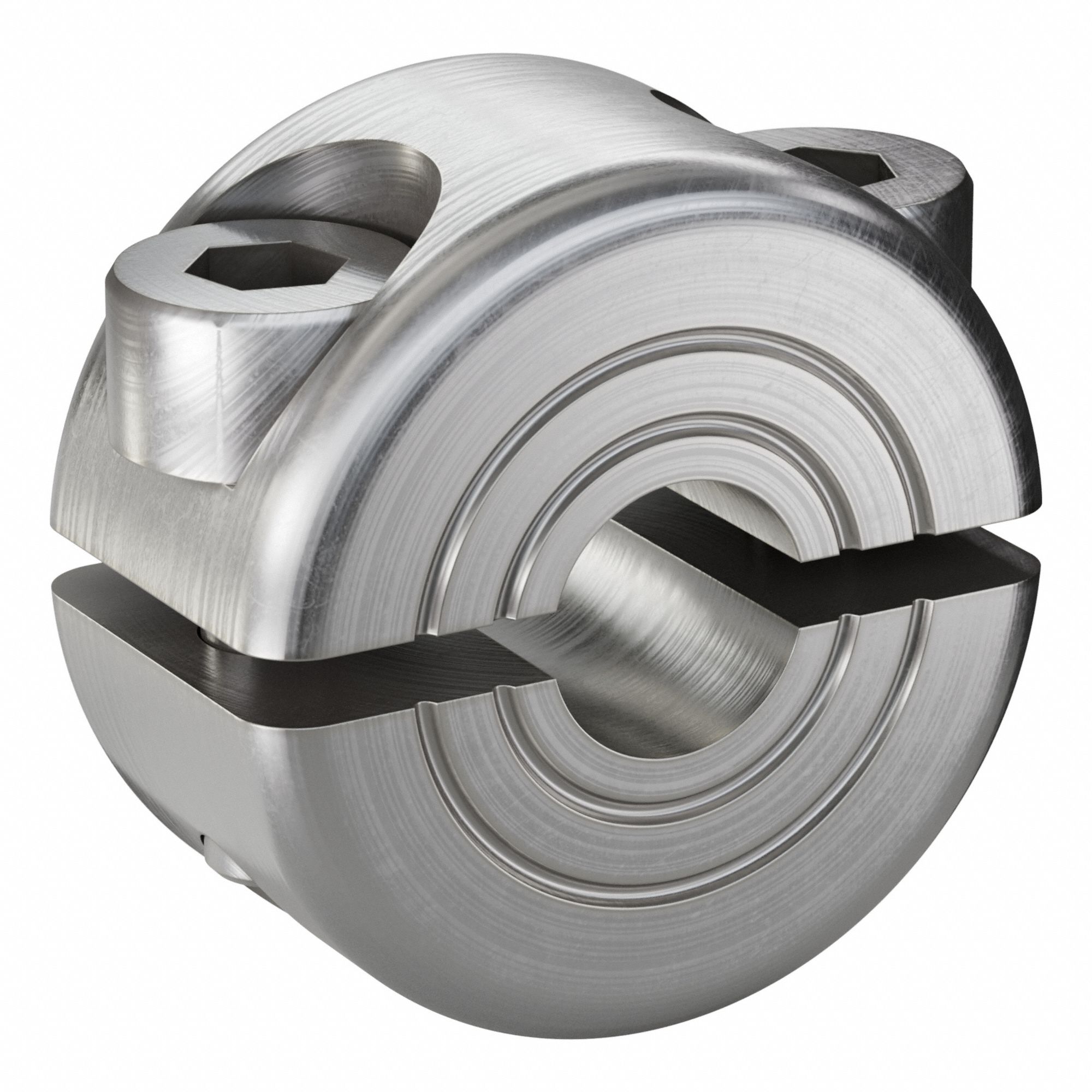 Shaft Collar: 2-Piece, Metric, Round, Clamp On, 5 mm Bore Dia, 9 mm Collar Wd