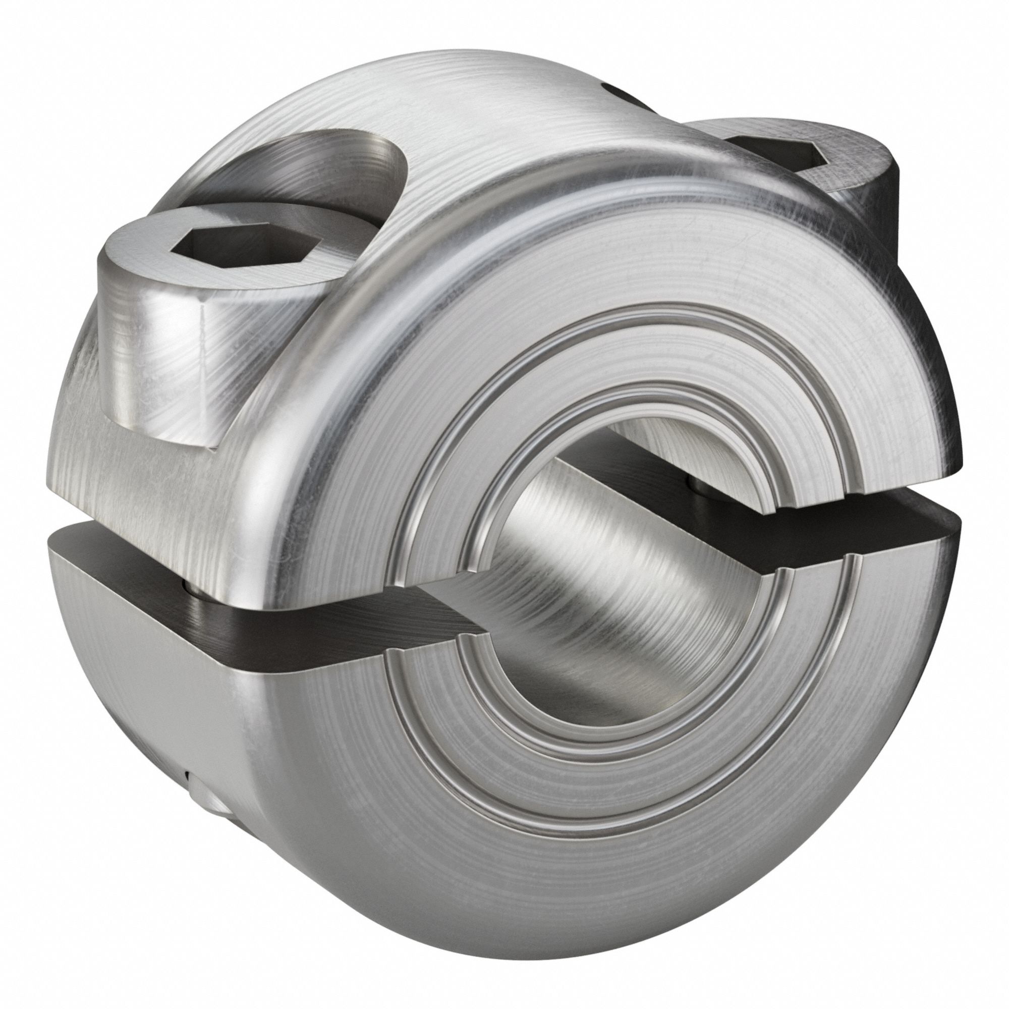 Shaft Collar: 2-Piece, Metric, Round, Clamp On, 6 mm Bore Dia, 9 mm Collar Wd