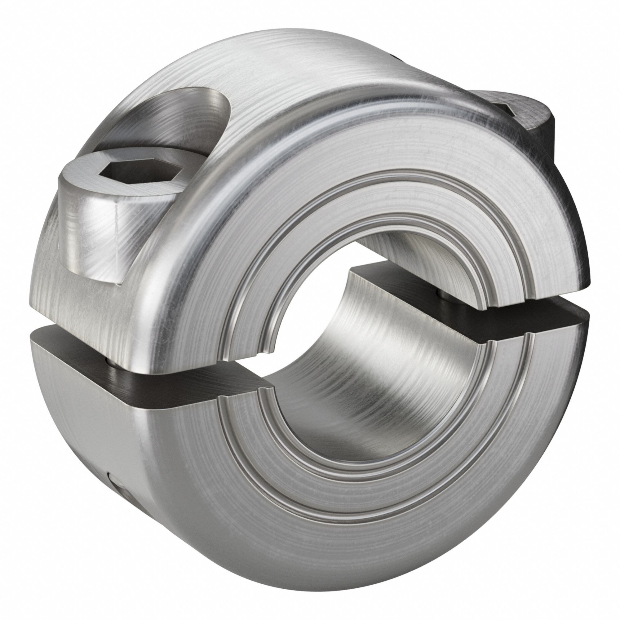 Shaft Collar: 2-Piece, Metric, Round, Clamp On, 8 mm Bore Dia, 9 mm Collar Wd