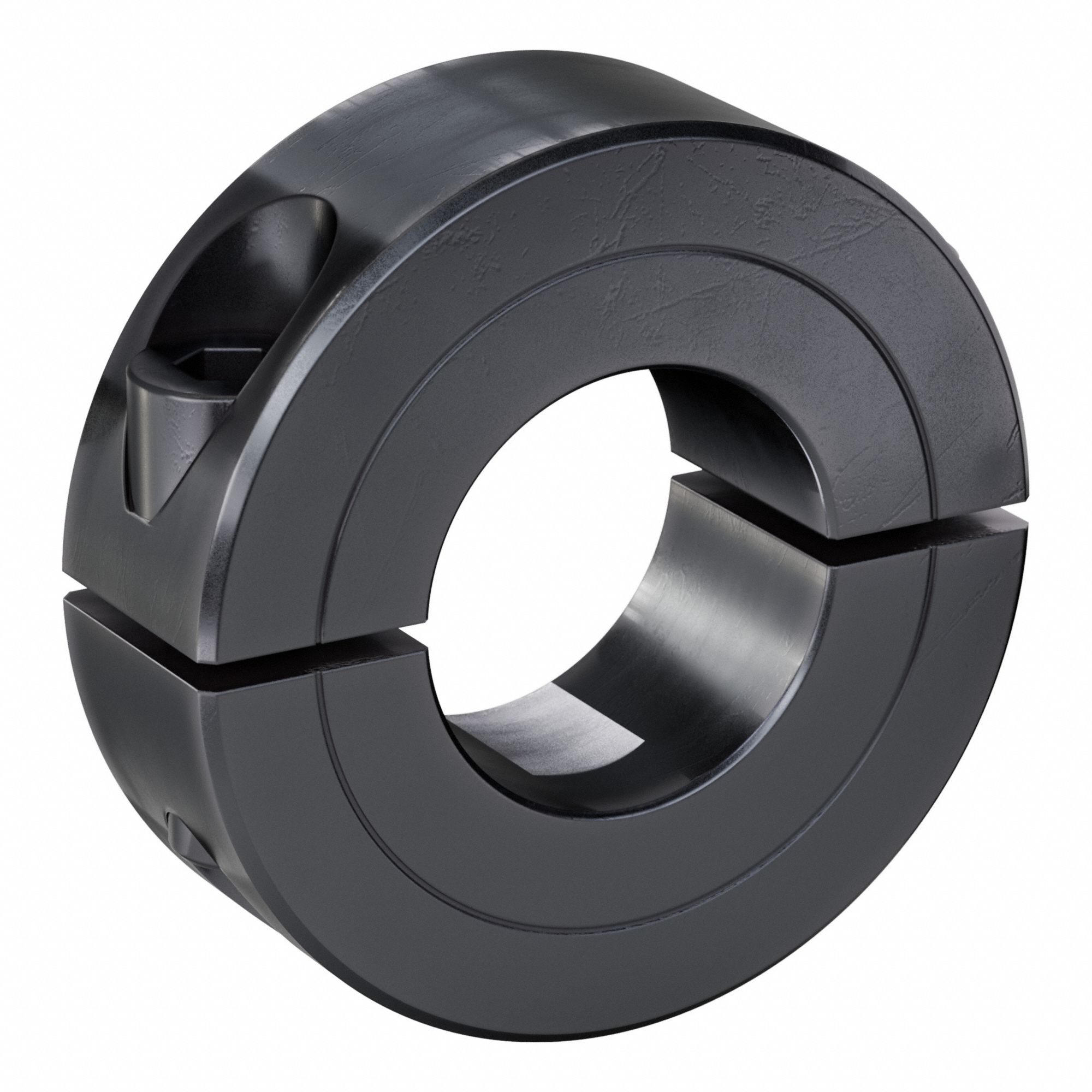 Shaft Collar: 2-Piece, Inch, Round, Clamp On, 5/8 in Bore Dia, Carbon Steel