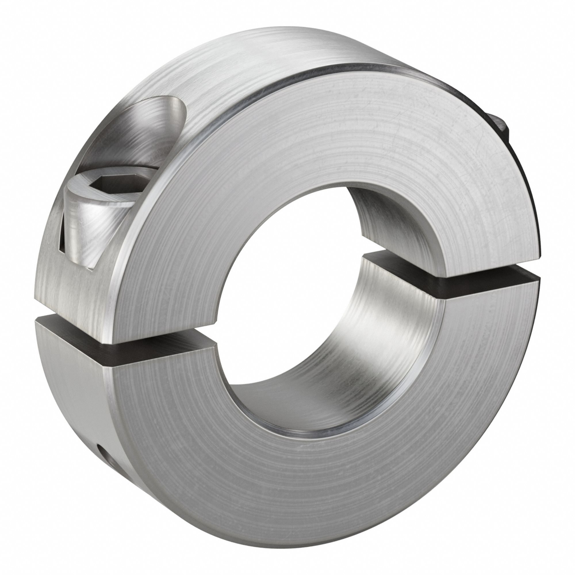 Shaft Collar: 2-Piece, Inch, Round, Clamp On, 11/16 in Bore Dia, 303